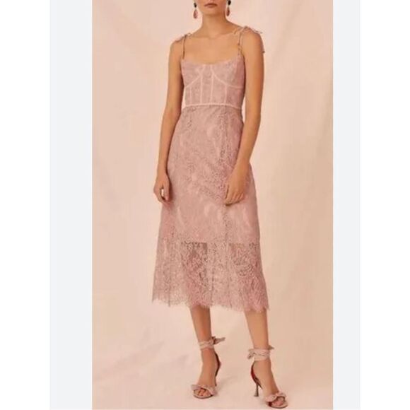 Keepsake the label nwt sense corset detail lace midi dress size 6 - Picture 3 of 14